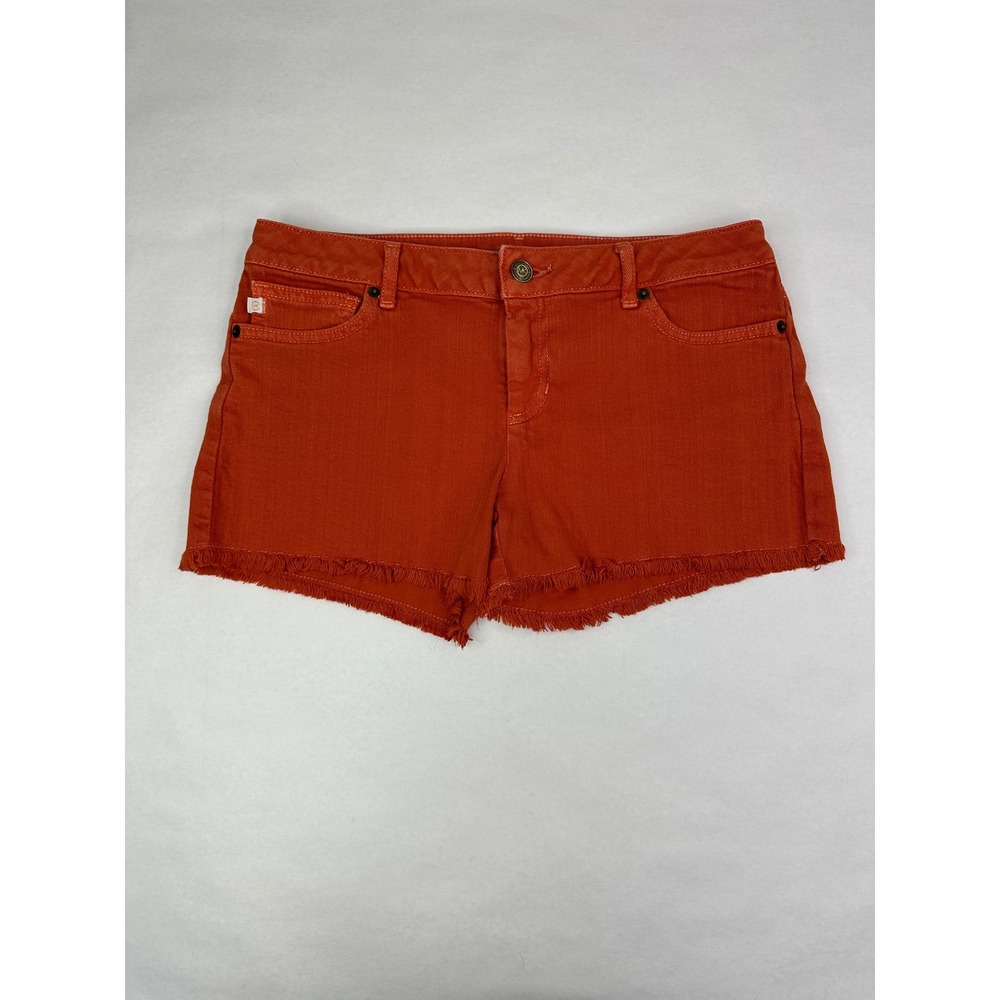 Michael Kors Womens Burnt‎ Orange Stretch Frayed Hem Denim Shorts Size 2